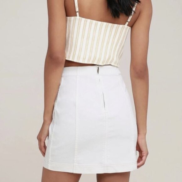 NEW! Free People Modern Femme Corduroy mini skirt WHITE - Picture 2 of 4